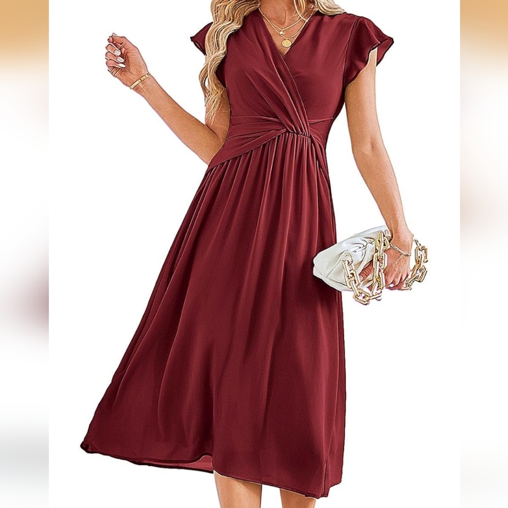 Elegant Burgundy Midi Dress